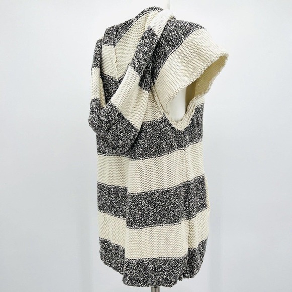 Free People Ivory Gray stripe Regatta Full Zip Hoodie Stripe jacket Cotton M - Picture 3 of 12